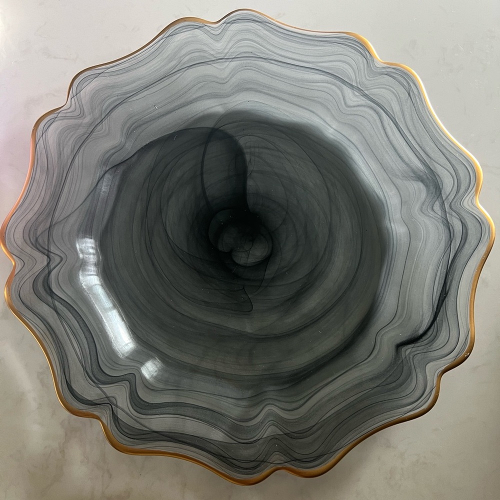 Gray and Gold Glass Chargers with Organic Patterns - Set of 7 Brand ArdaCam ARDA